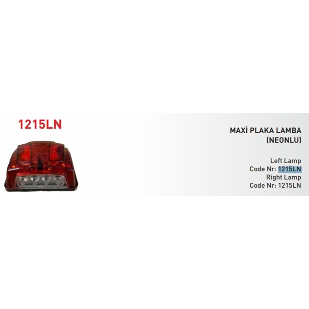 MAXİ PLAKA LAMBA NEONLU