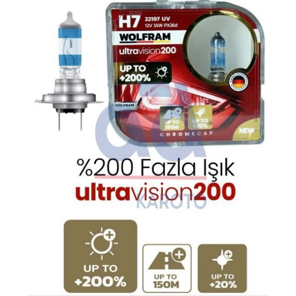 AMPUL H7 12V %200 GUCLU %20 BEYAZ ISIK