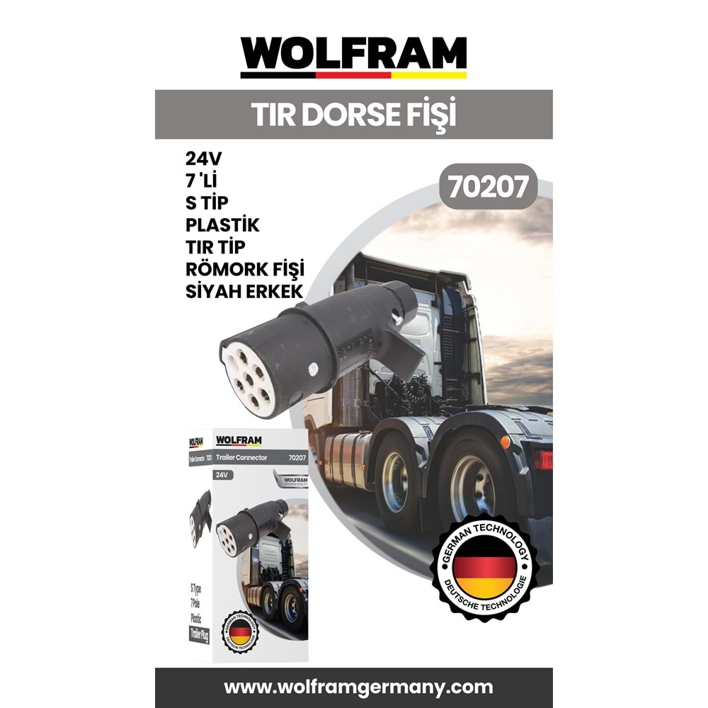 7 Lİ S TİP PLASTİK TIR DORSE FİŞİ SİYAH ERKEK 24V