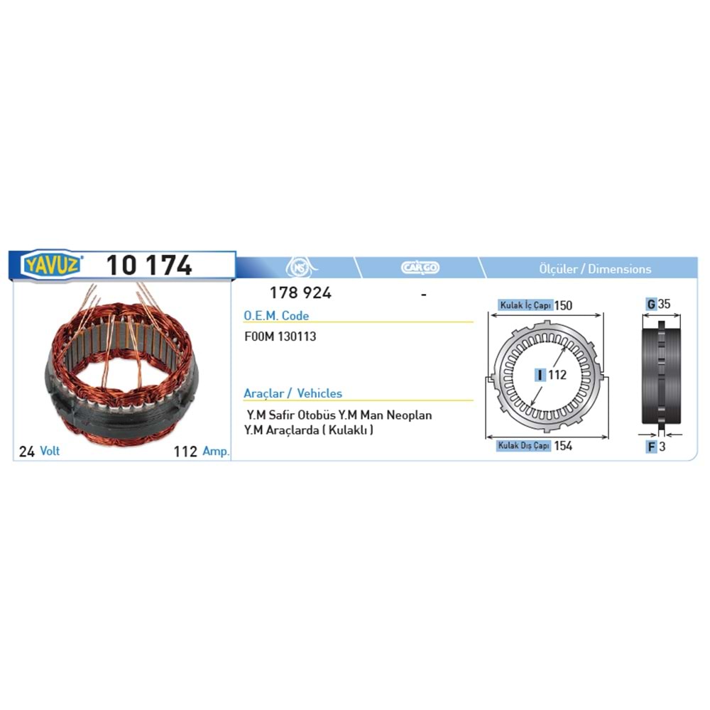 ALT STATOR YM SAFIR MAN 112AMP 178924