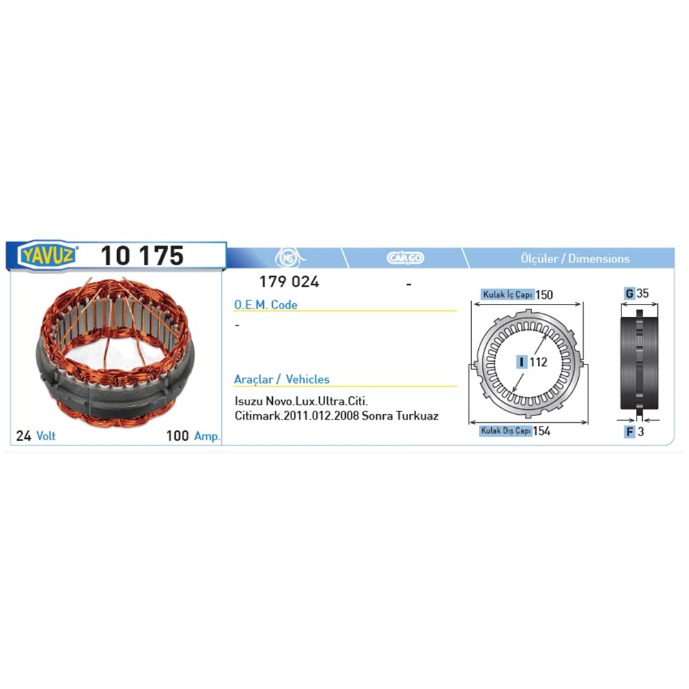 ALT STATOR ISUZU NOVA LUX ULT.100AMP