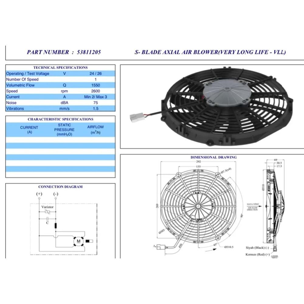 AXIAL FAN EMİŞ PULL 280MM LP S KANAT
