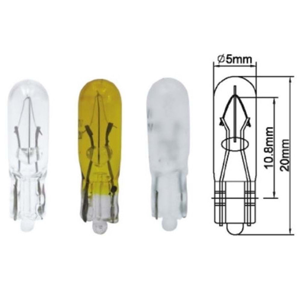 T-5 12 V 1.2 W KÜÇÜK DİPSİZ AMPUL