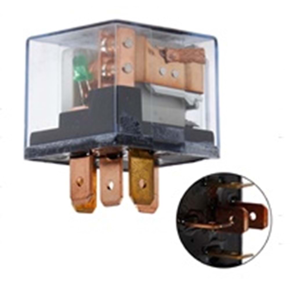 RÖLE 12V.20/30A 5P.CIFT PLT.SEFFAF LED AYKL 0090