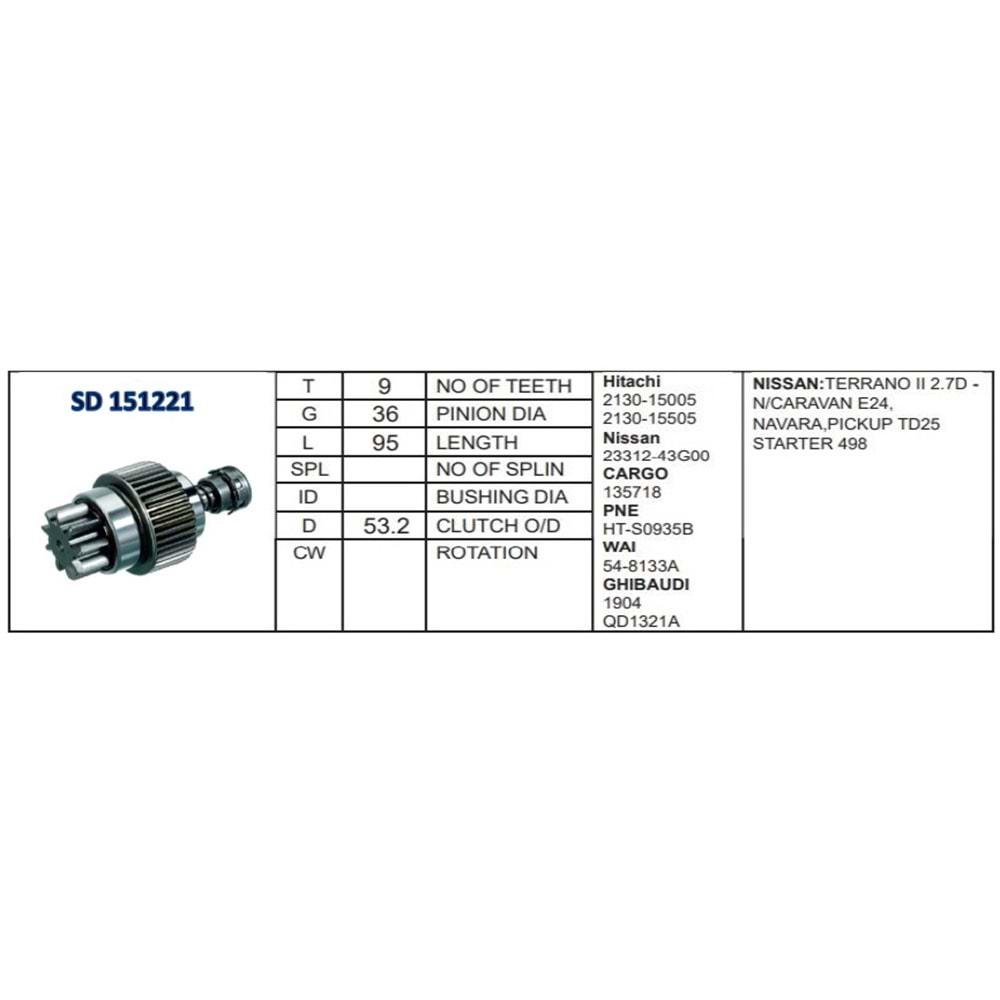 71512210 MARŞ DİŞLİSİ HITACHI 9D BMC LEVENTNISSAN