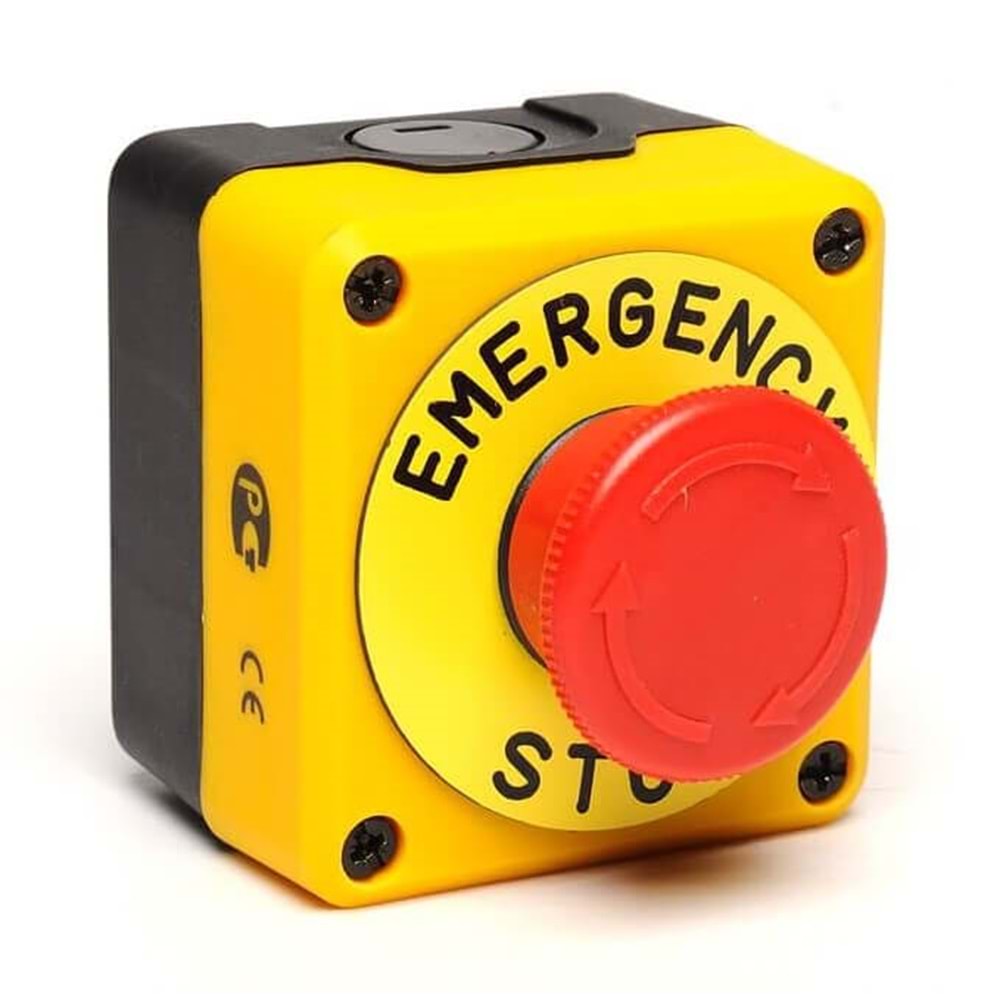 SİYAH-GRİ PL.KUTU İKİLİ START ACİL STOP ETİKETLİ