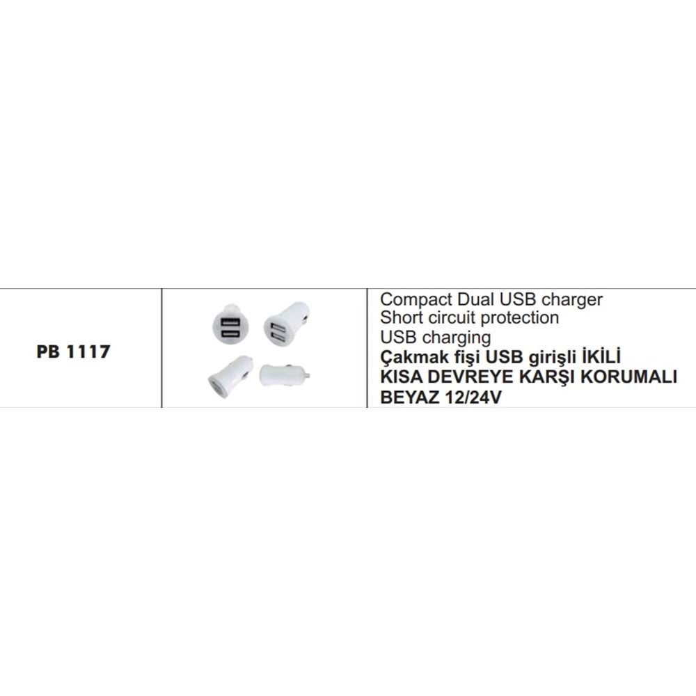 2 USB ÇIKIŞLI ARAÇ KİTi KISA DEVRE KORUMALI 12/24V