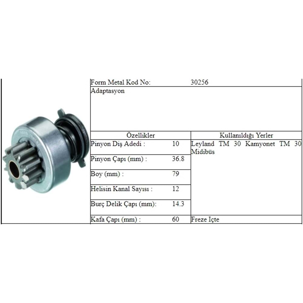 M.DİŞLİ 10 DİŞ BMC TM 30 İÇTEN FREZE