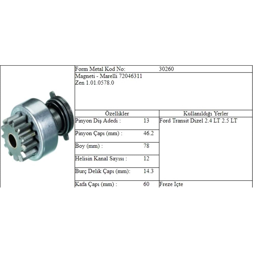 M.DİŞLİ 13 DİŞ T 12 T 15 2,5 D İÇTEN FREZE