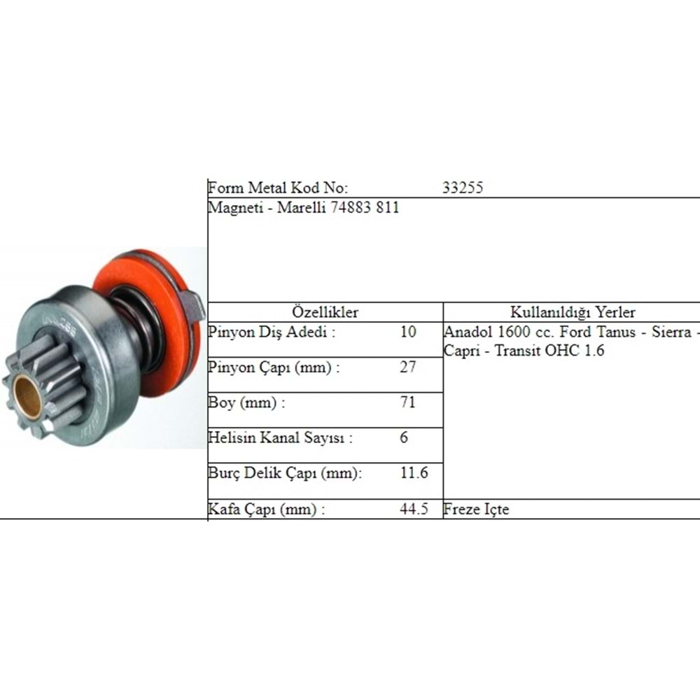 M.DİŞLİ 10 DİŞ FORD TAUNUS P 100 ANADOL MAKO 811