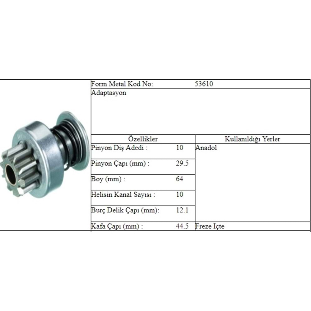 M.DİŞLİ 10 DİŞ ANADOL ATMA MOTOR