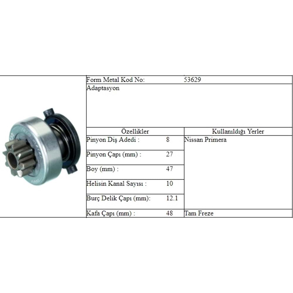 M.DİŞLİ 8 DİŞ NISSAN PRIMERA