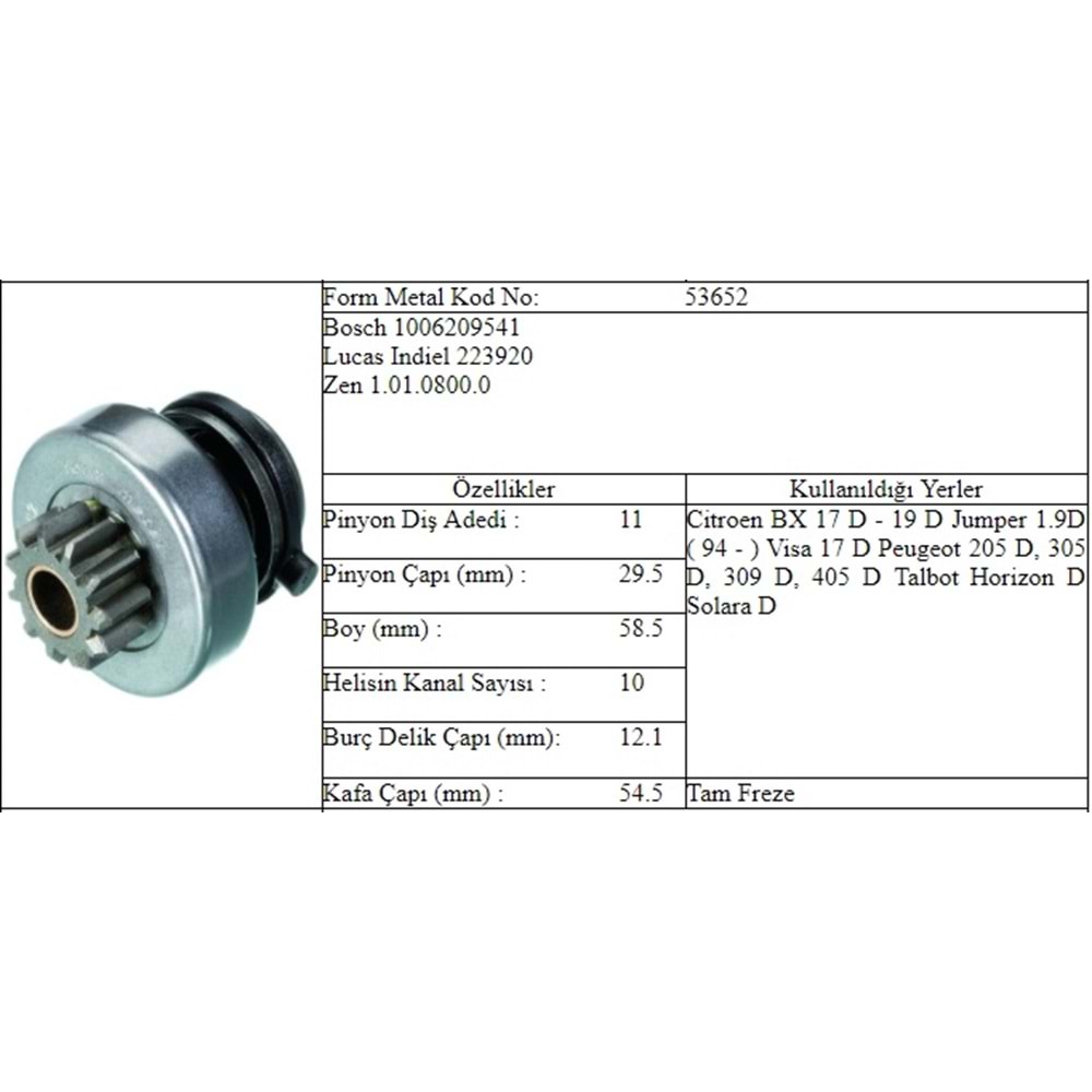 M.DİŞLİ 11 DİŞ CITROEN JUMPER 1,9 94 -