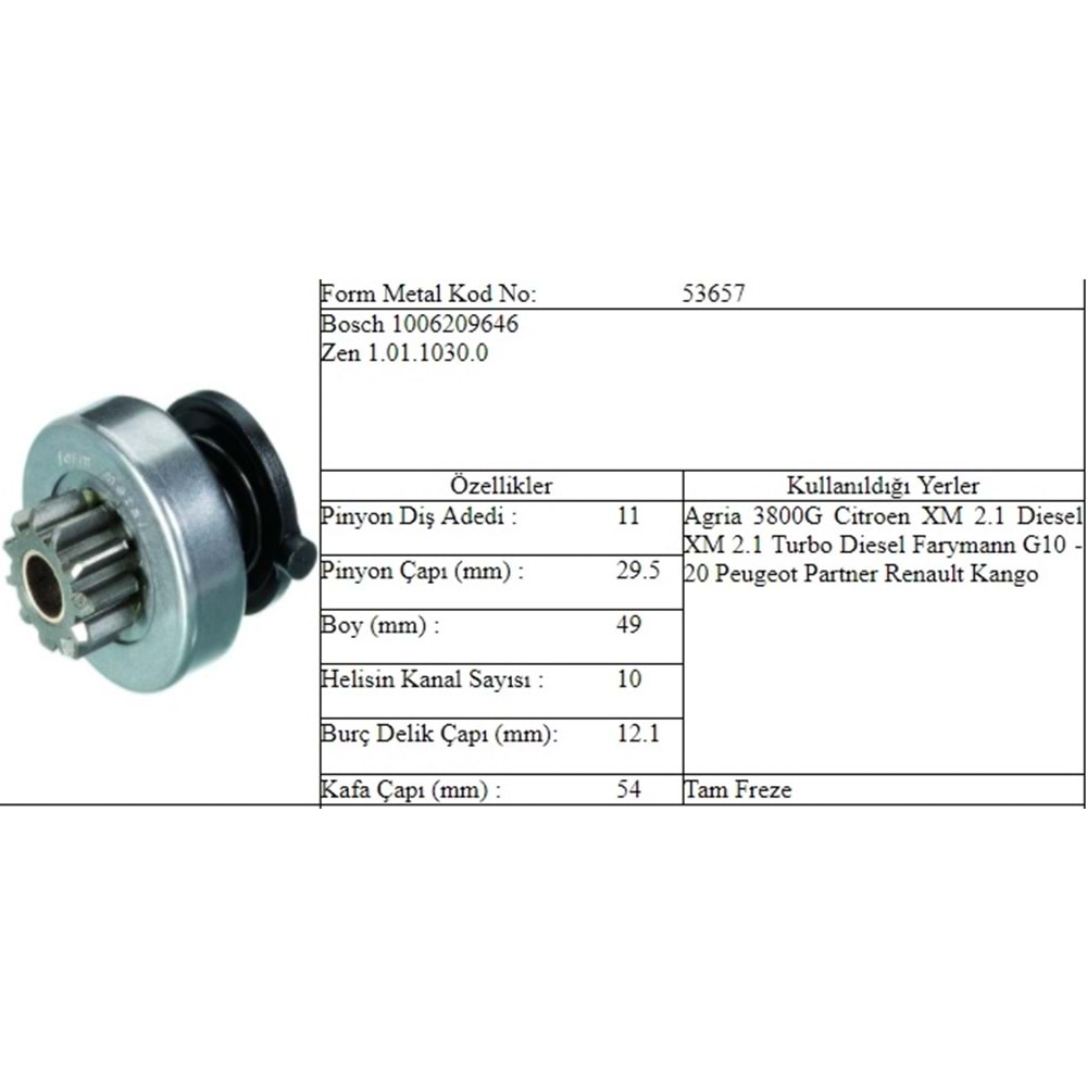 M.DİŞLİ 11 DİŞ PARTNER KANGOO CITROEN XM