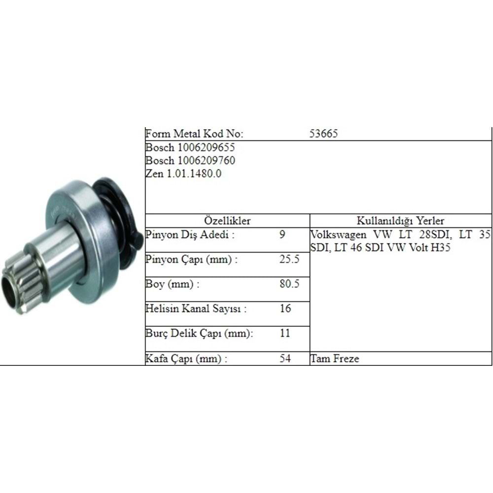M.DİŞLİ 9 DİŞ VW VOLT H35