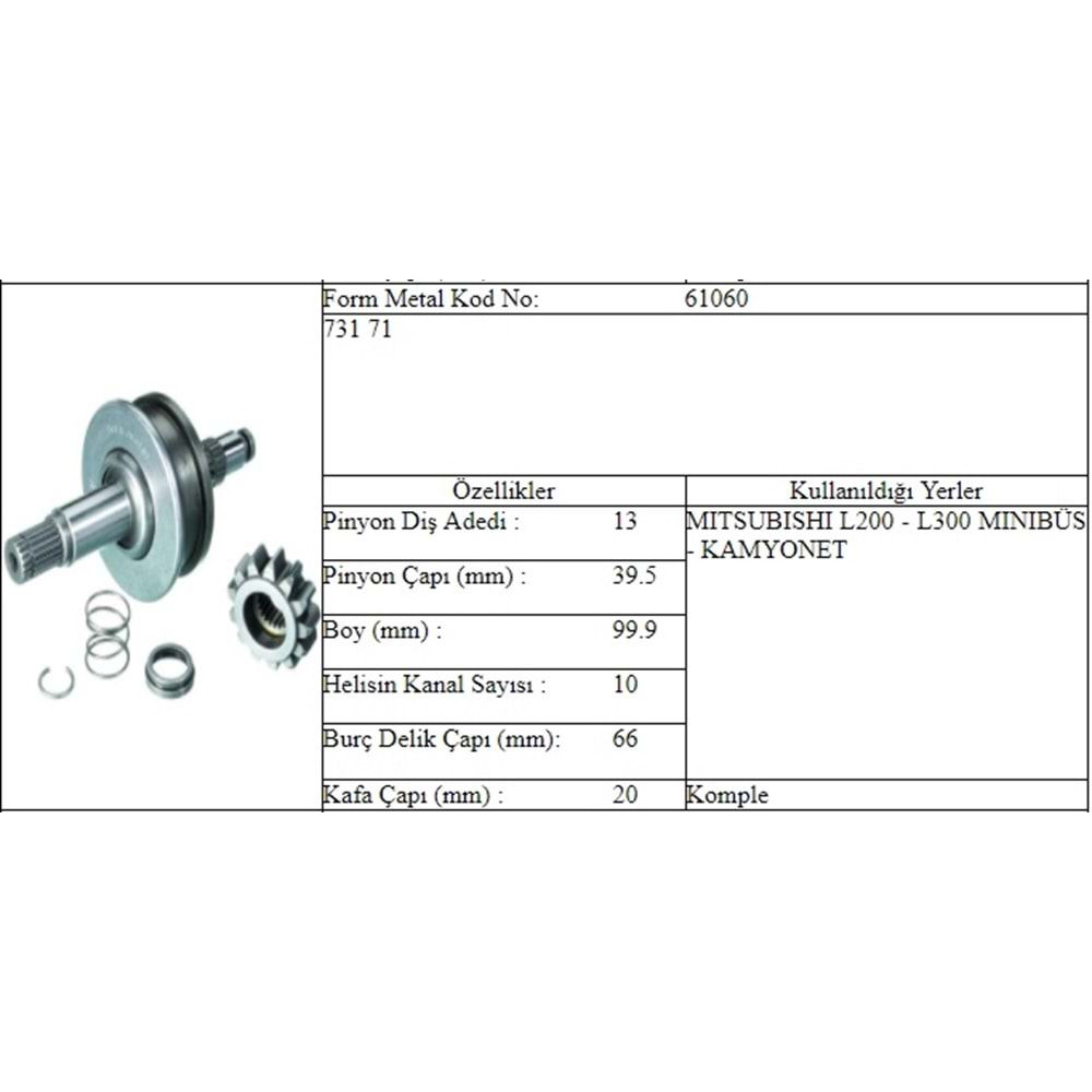M.DİŞLİ 13 DİŞ MITSUBISHI L 200 300 E.M.-98