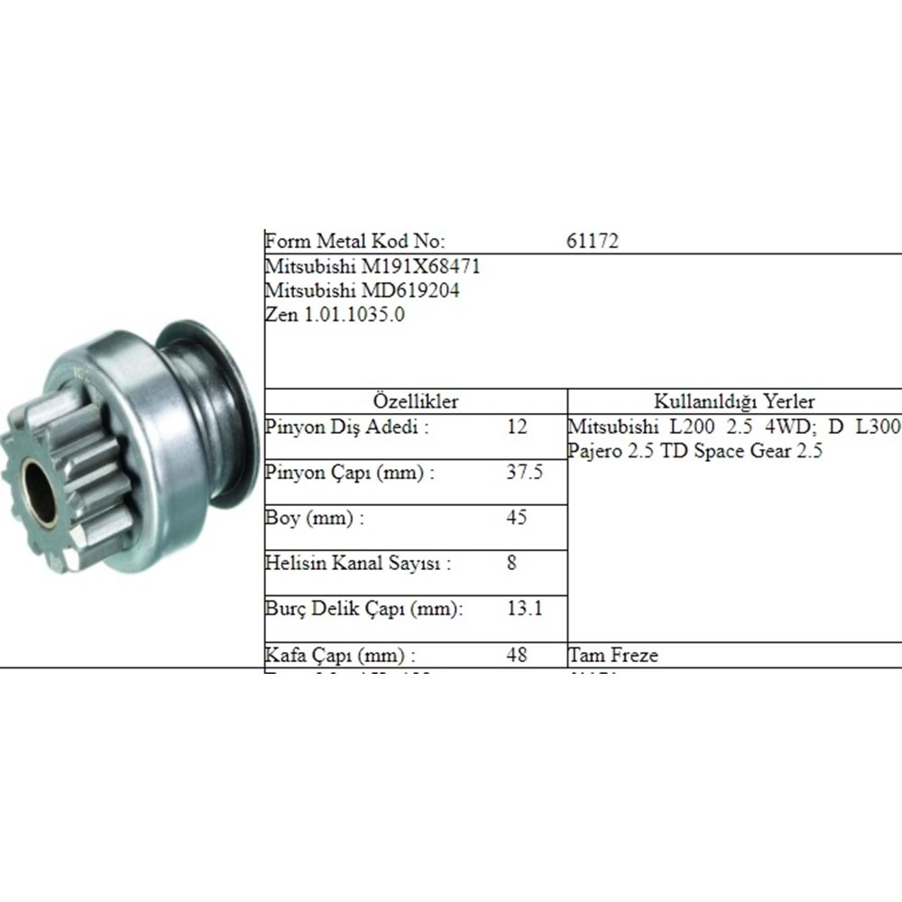 M.DİŞLİ 12 DİŞ MITSUBISHI L 200 300 Y.M.98 -