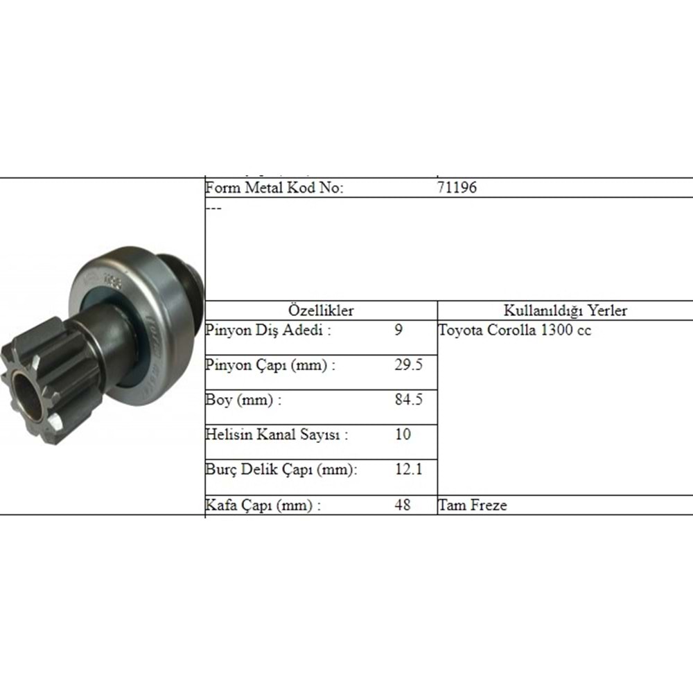 M.DİŞLİ 9 DİŞ TOYOTA