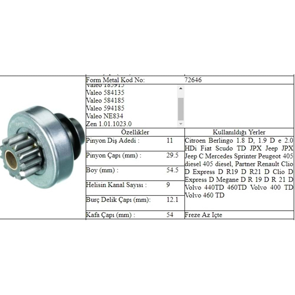 M.DİŞLİ 11 DİŞ RENAULT 19 21 D CLIO D EXPRESS D