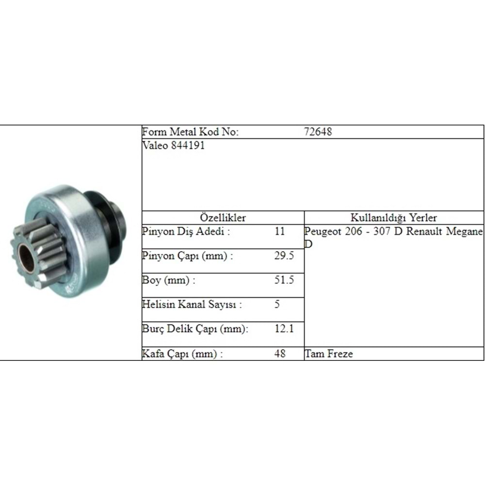 M.DİŞLİ 11 DİŞ MEGANE PEUGEOT 206 307 DİZEL