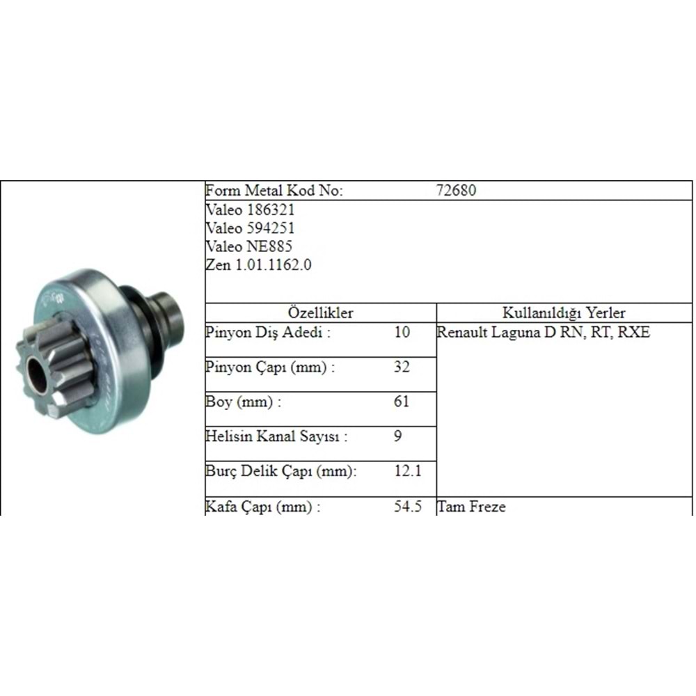 M.DİŞLİ 10 DİŞ RENAULT LAGUNA DİZEL