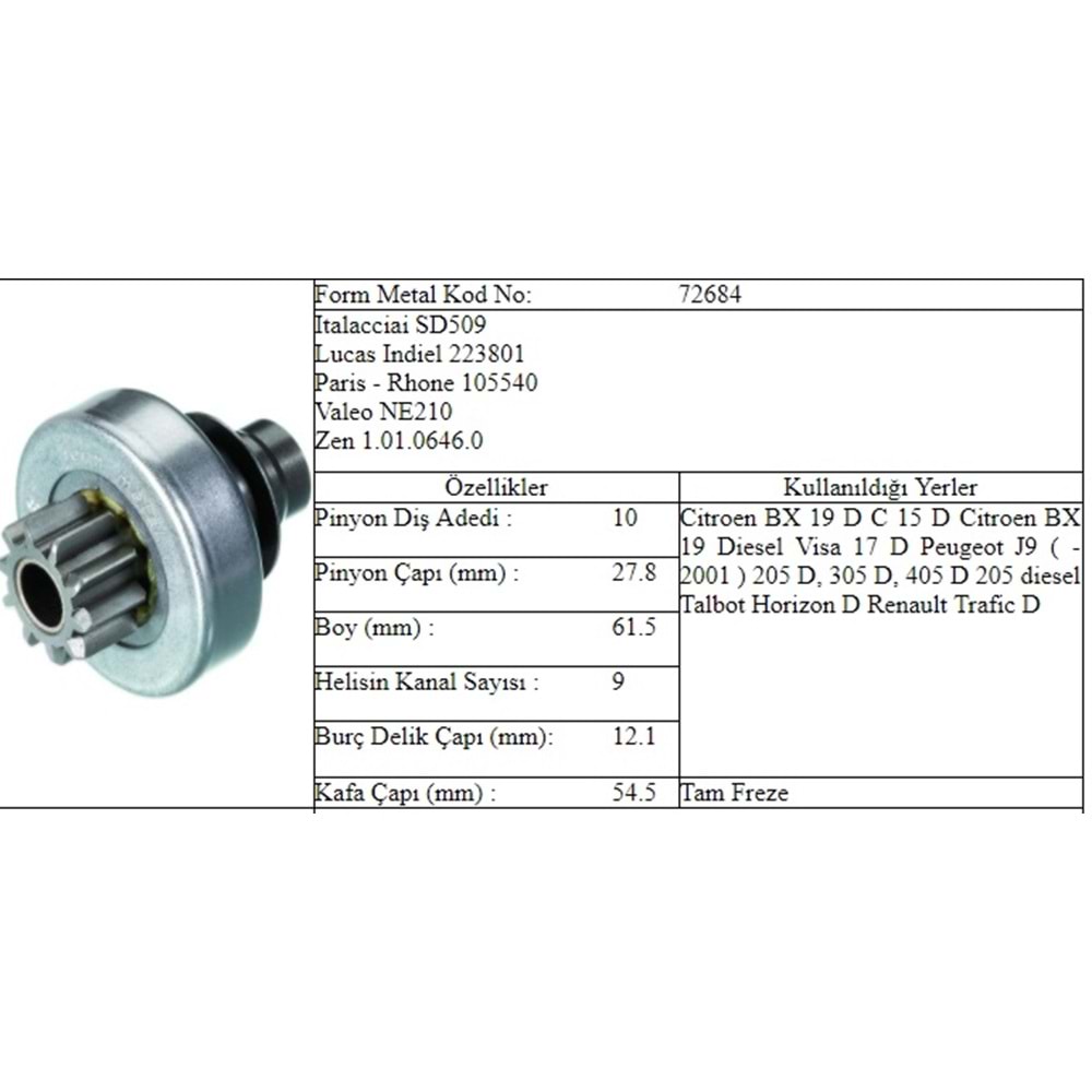 M.DİŞLİ 10 DİŞ PEUGEOT J9 2001 -