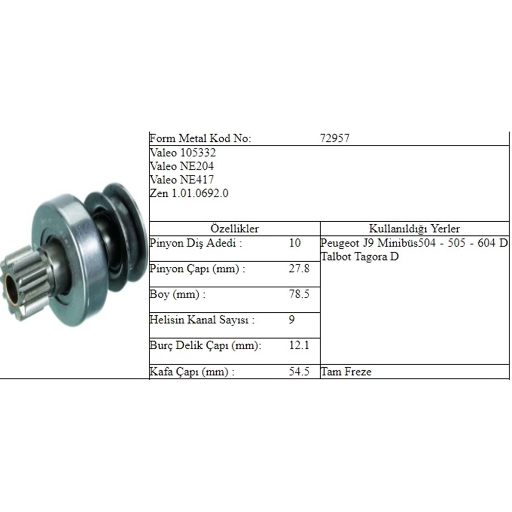 M.DİŞLİ 10 DİŞ PEUGEOT J9 V332