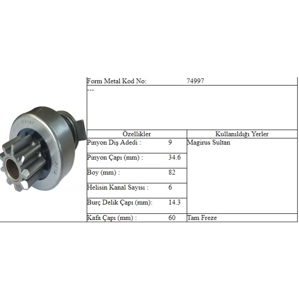 M.DİŞLİ İRAN ÖZEL 9 DİŞ 6 KANAL 16911910