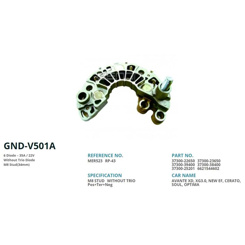 DIOT TAB. IKAZLI VALEO KOREA SERI ALTERNATOR ICIN