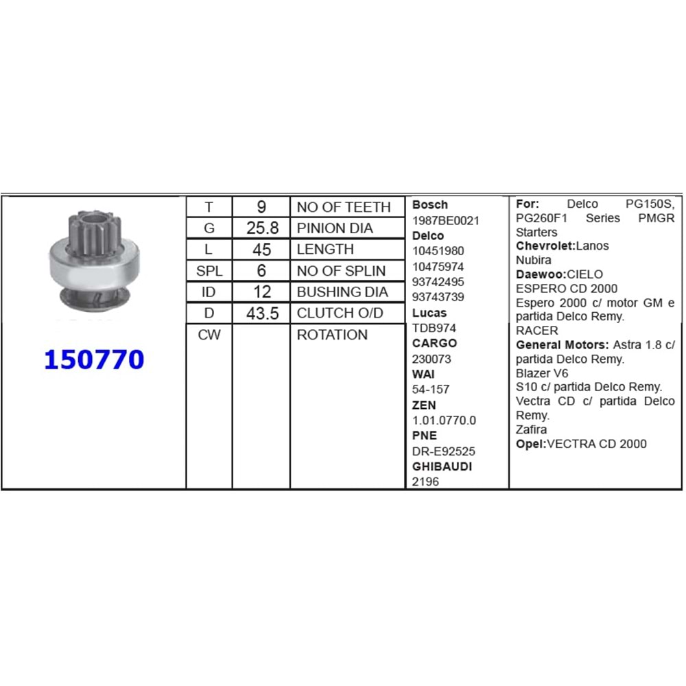 M.DİŞLİSİ 9 DİŞ DAEWOO / OPEL VECTRA
