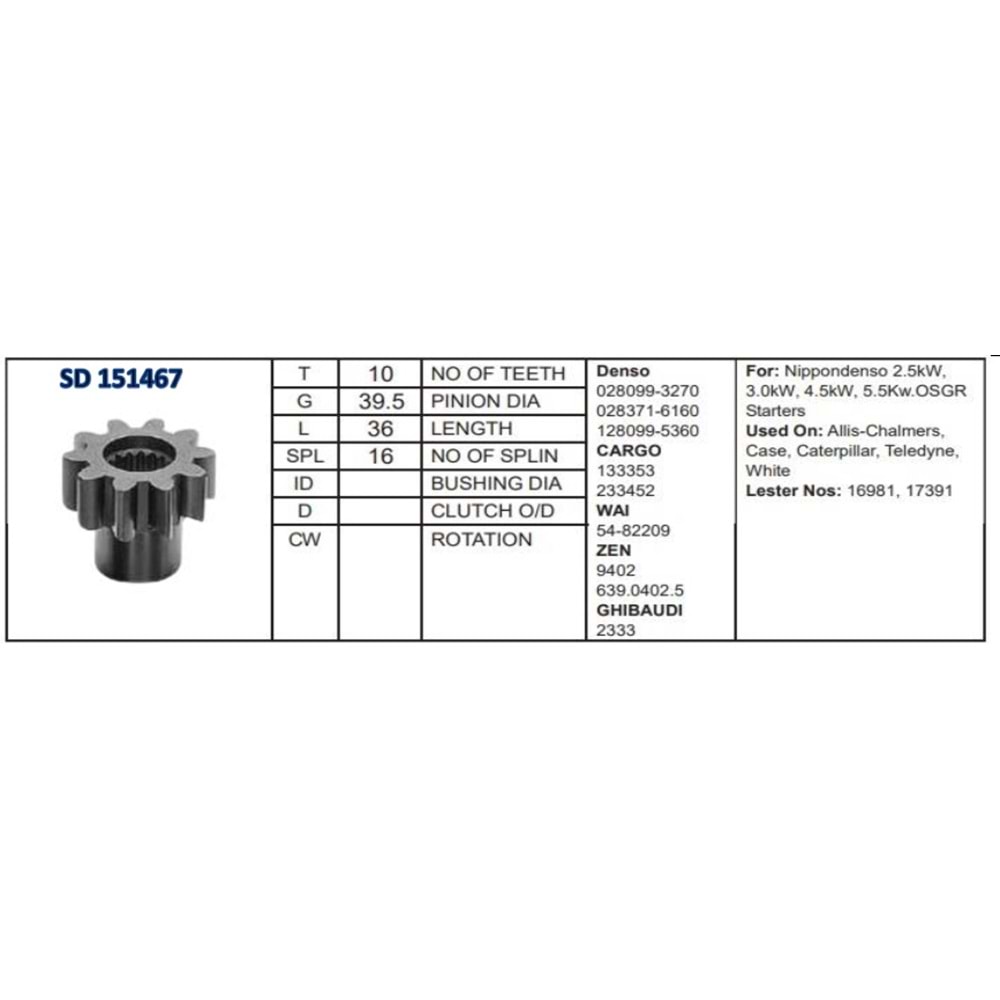 M.DİŞLİ KAFASI 10 DİŞ HİNO N.DENSO SD 5080 PG6110