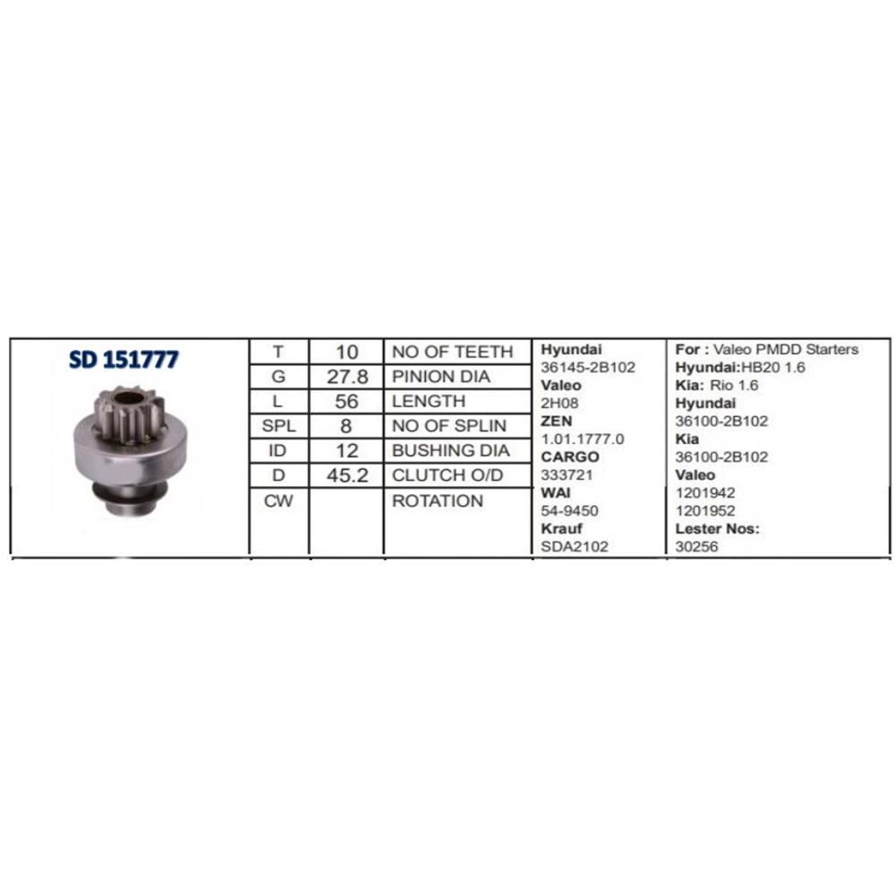 M.DİŞLİSİ 10 DİŞ HYUNDAI İ20 KIA RIO CEED 36100-2B