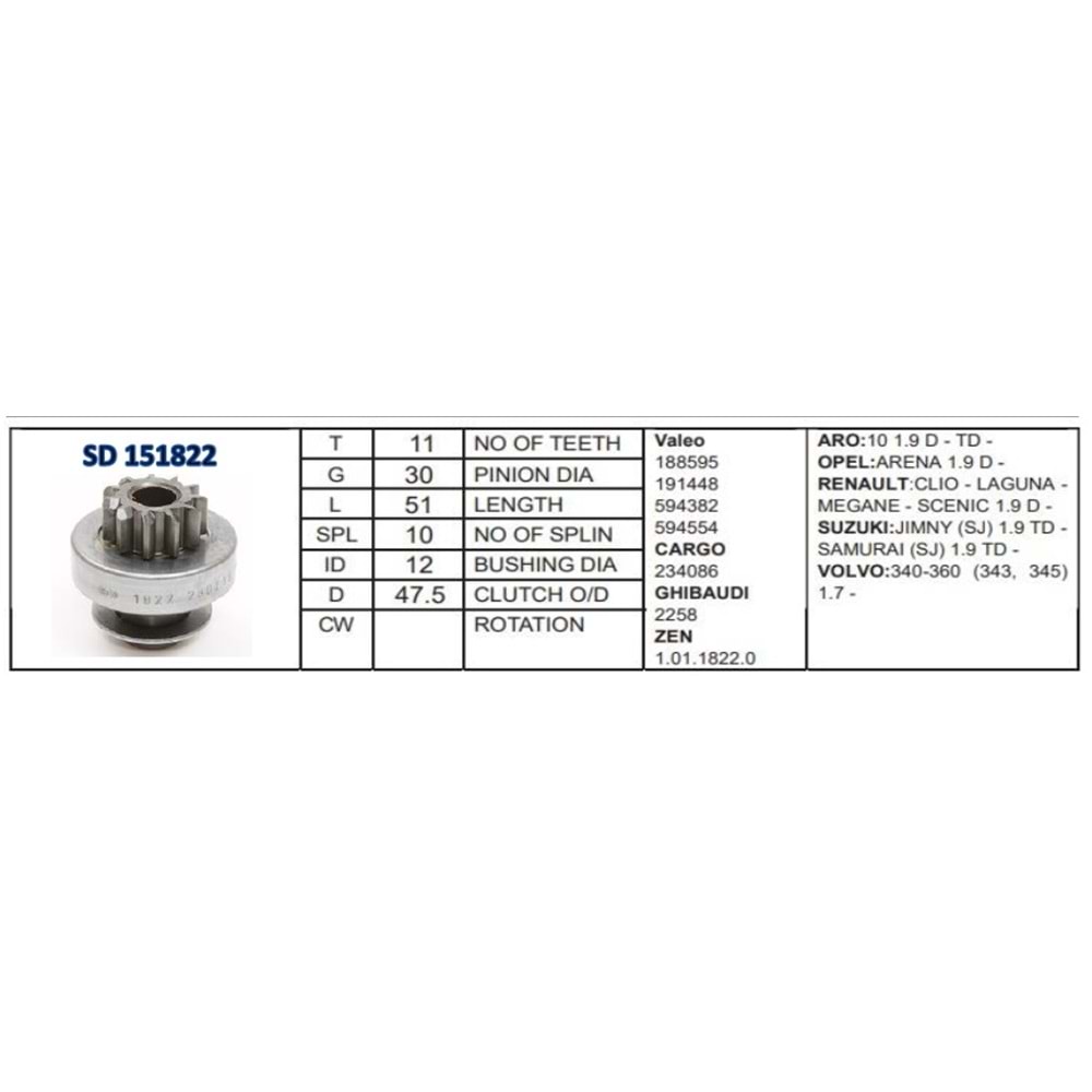 M.DİŞLİSİ 71518220 VALEO 11D, PEJO CITROEN D6R