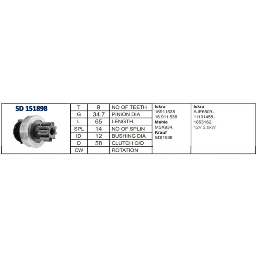 M.DİŞLİSİ 71518980 ISKRA 9D ATLAS DEUTZ KHD JCB