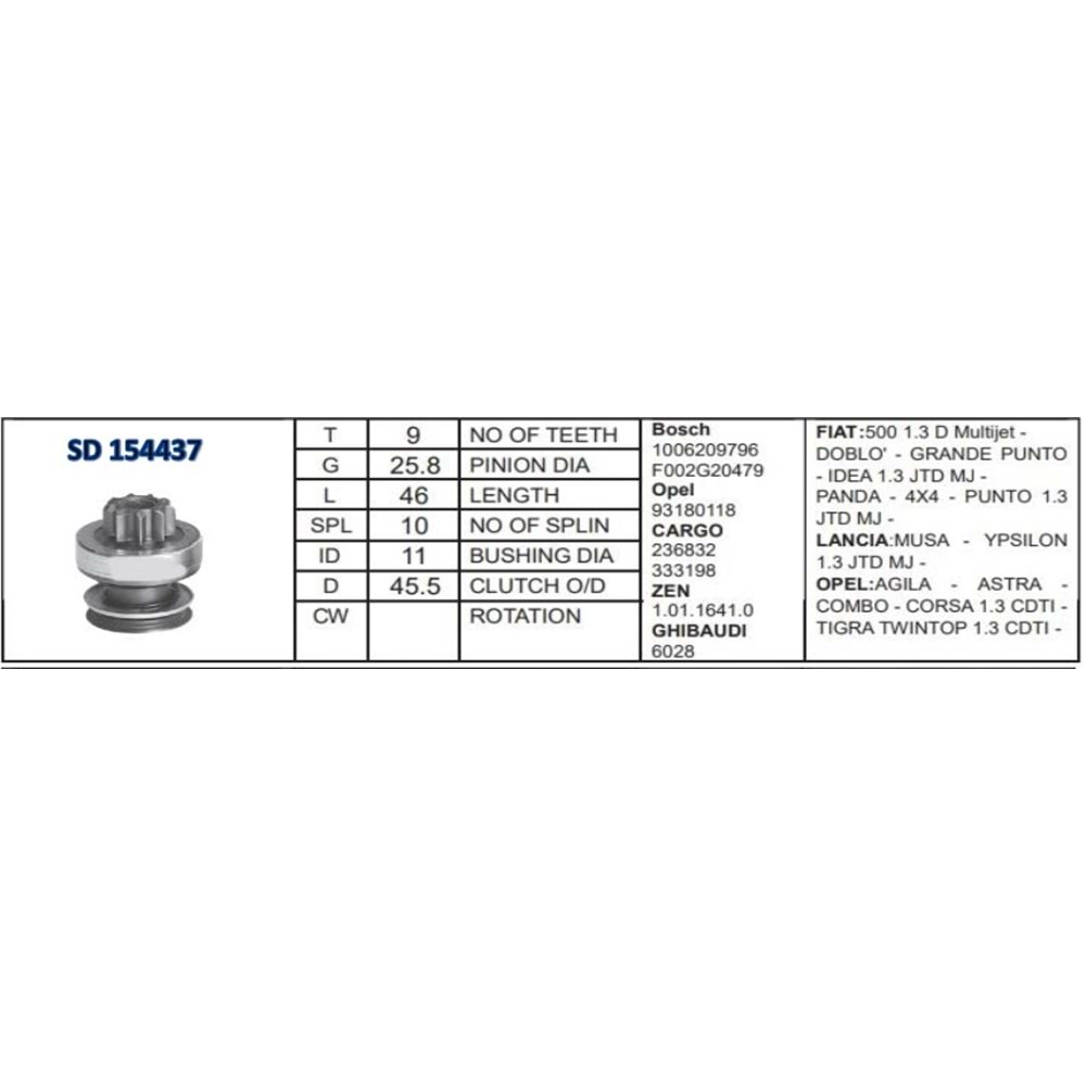 M.DİŞLİSİ 9 DİŞ FIAT ALBEA/DOBLO/OPEL 1.3 MULTIJET