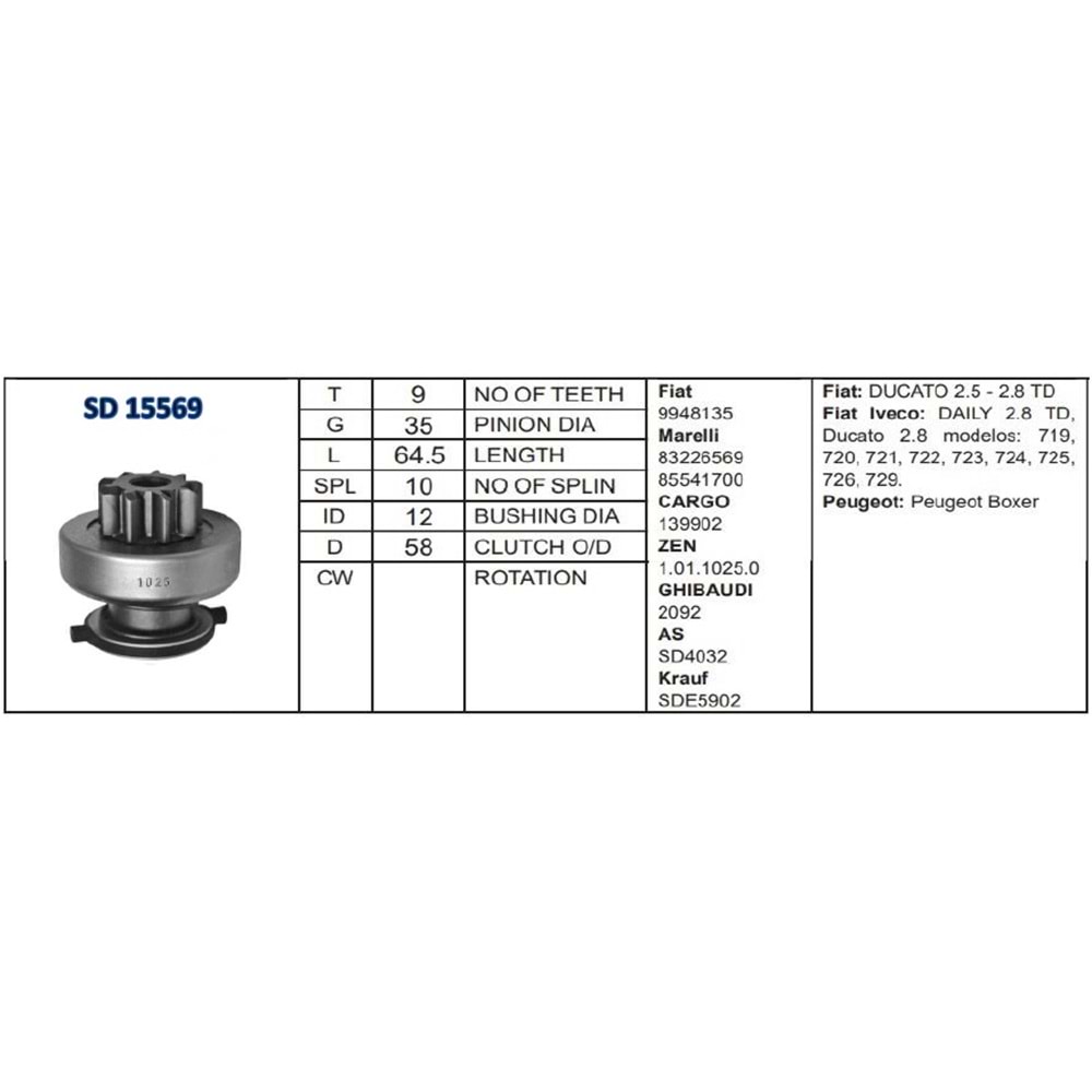 M.DİŞLİSİ 9 DİŞ FIAT DUCATO / PEUGEOT KARSAN - BOX