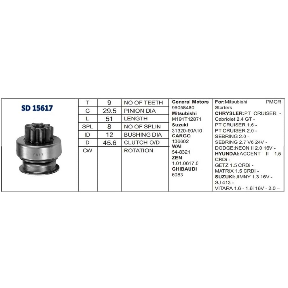M.DİŞLİSİ 9 DİŞ SUZUKI VİTARA JİMMY MİT.
