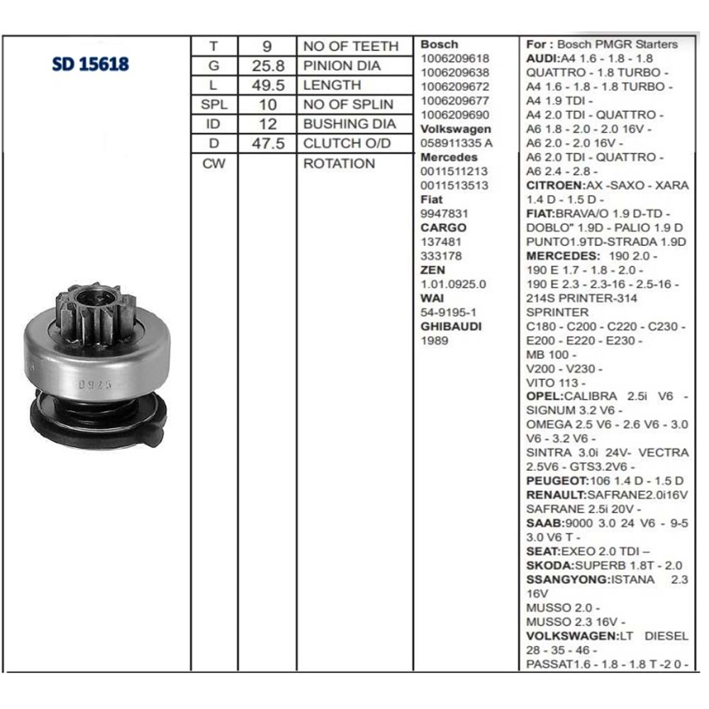M.DİŞLİSİ 9 DİŞ MERCEDES C200 KOMP- AUDI