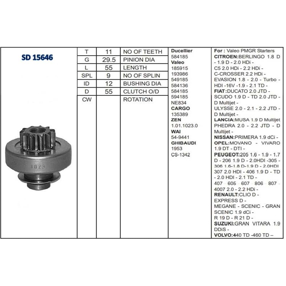 M.DİŞLİSİ 11 DİŞ RENAULT-19 D/DAEWOO/PEUGEOT PARTN
