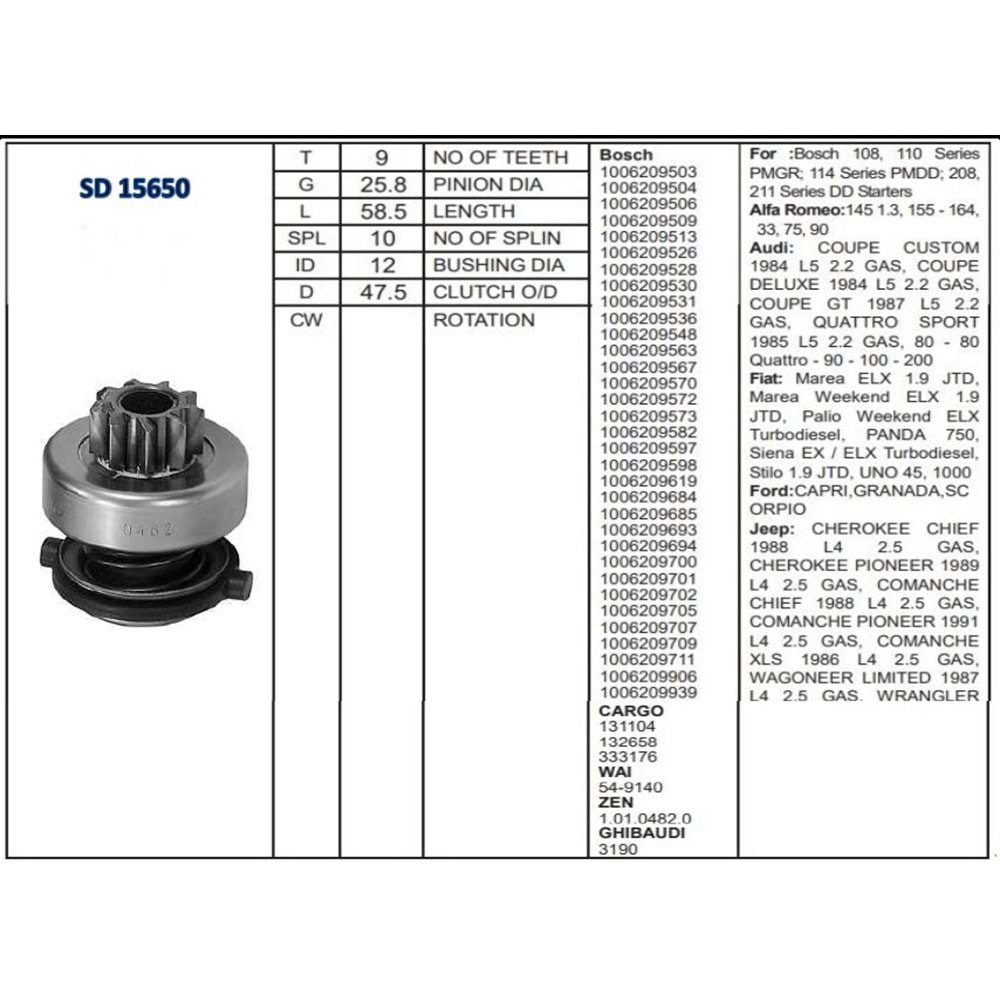 M.DİŞLİSİ 9 DİŞ MERCEDES 190 BENZİNLİ