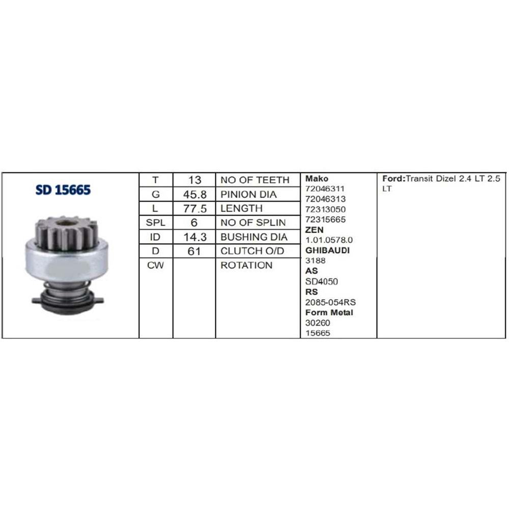 M.DİŞLİSİ 13 DİŞ FORD TRANSİT