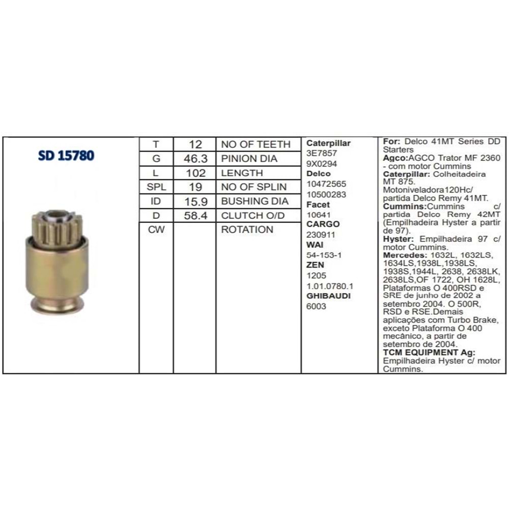 M.DİŞLİSİ 12 DİŞ KISA CUMMINS / CATERPILLER 950