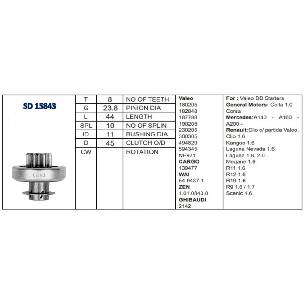 M.DİŞLİSİ 8 DİŞ RENAULT CLIO / TWINGO / LAGUNA