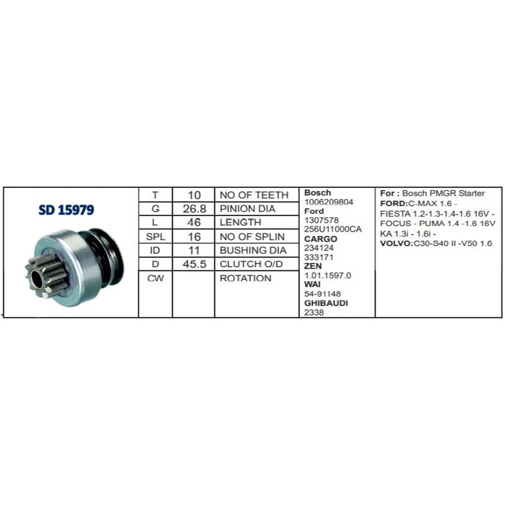 M.DİŞLİSİ 10 DİŞ FORD FOCUS BENZİNLİ Y.