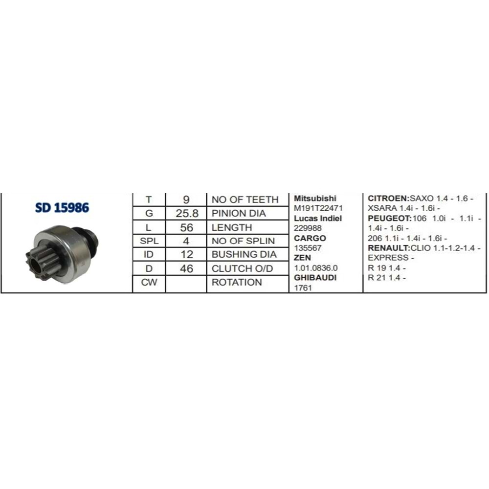 M.DİŞLİSİ 9 DİŞ RENAULT KANGOO CLIO DACIA LOGAN BE