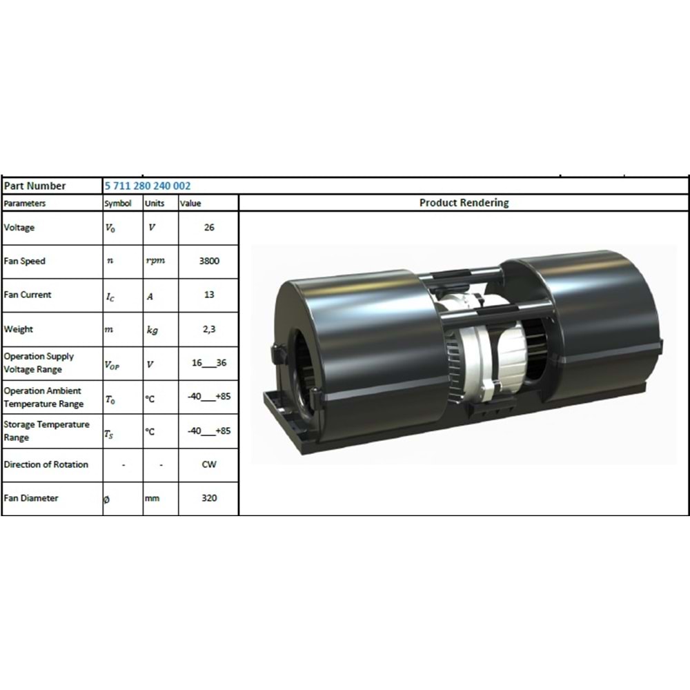 24V İÇTEN ROTORLU BLOWER APD28+ FIRCASIZ