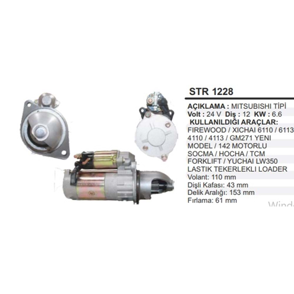 MARŞ MOT. 24V 12D MITS. TCM XICHAI 6110/4110 FORKL