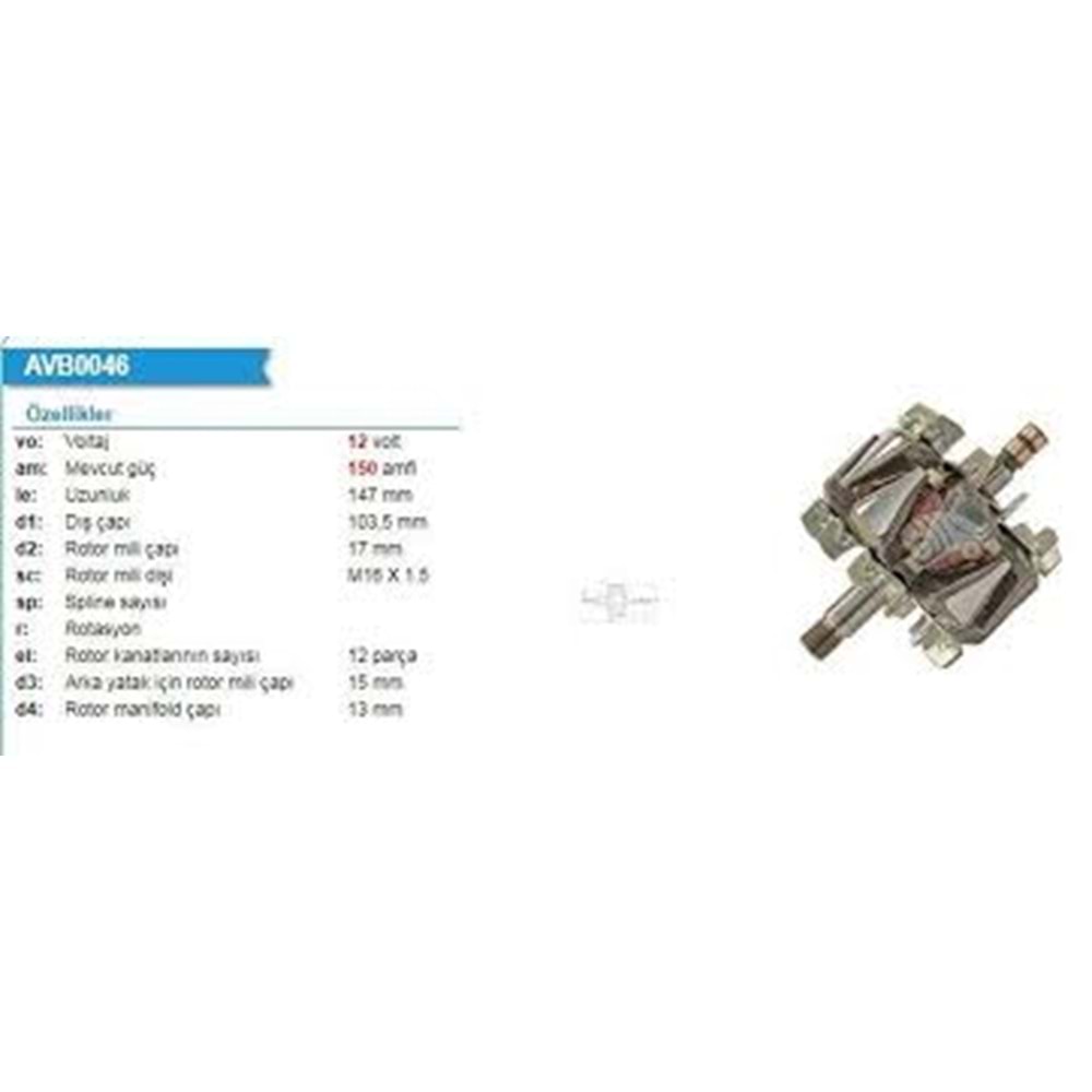 ROTOR BOSCH 12V.150A.BOXER/DUCATO/JUMPER XRT 3719