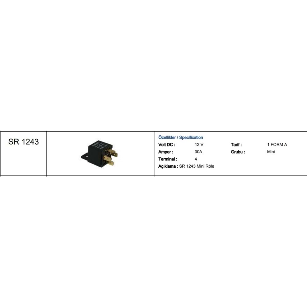 12V MİNİ ROLE 30A 4 UÇLU