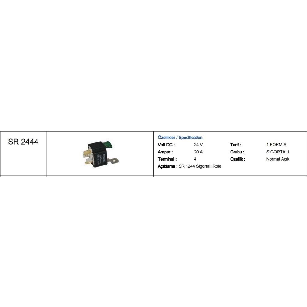 24V SİGORTALI ROLE 30A 4 UÇLU